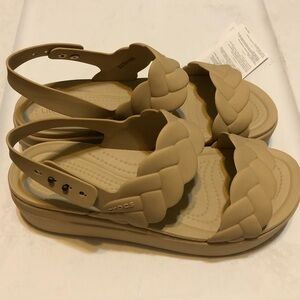 CROCS Women's Beige Braided Sandals